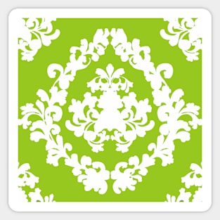 Victorian Damask GREEN AND WHITE Lace Pattern Sticker